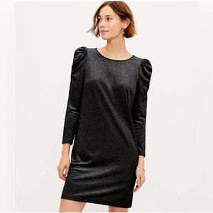 LOFT Shimmering Black Long Sleeve Dress
